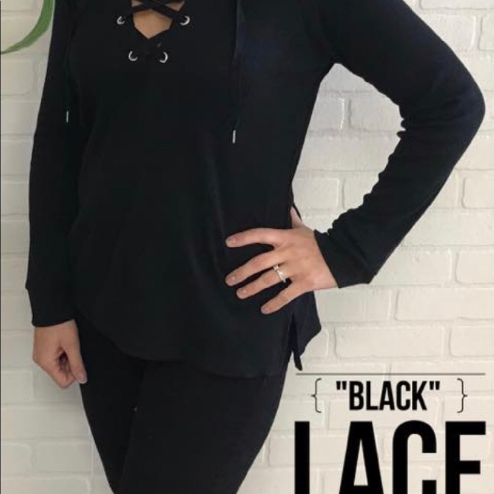 Black Lace Up Top